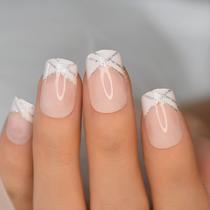 Press on Nails iBeautying White French Silver Line semitransparente Press on Nails iBeautying White French Silver Line semitransparente