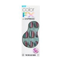 Press-On Nails Impress Before Hours” em formato oval curto preto