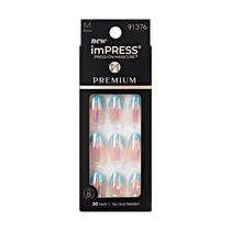 Press-On Nails Impress em formato de amêndoa azul Best Life”