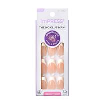 Press-On Nails Impress em formato de caixão médio francês ideal”