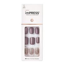Press On Nails Impress Flawless Grey Short Squoval 30 Nails