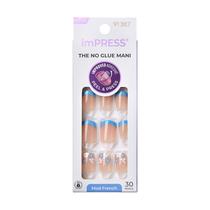 Press-On Nails Impress Snooze em forma de esquadrilha curta francesa