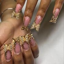 Press on Nails IMSOHOT Golden Duck Rhinestone French Tips