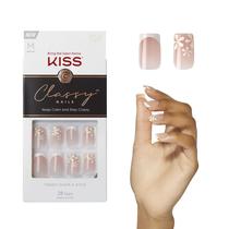 Press On Nails KISS Classy 'Stay Charmed' branco médio quadrado