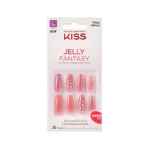 Press On Nails KISS Gel Fantasy 'Be Jelly' em forma de caixão rosa