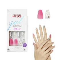 Press On Nails KISS Gel Fantasy 'Fun & Jelly' em forma de caixão rosa Press On Nails KISS Gel Fantasy 'Fun & Jelly' em forma de caixão rosa