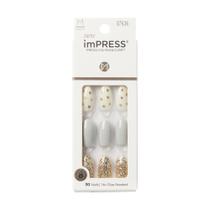 Press-On Nails KISS ImPress White Gold Glitter com 30 unhas Press-On Nails KISS ImPress White Gold Glitter com 30 unhas