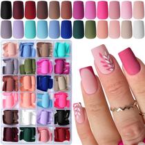 Press on Nails LoveOurHome 576 unidades de acrílico quadrado médio fosco