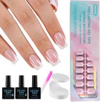 Press On Nails Misssix French Tip 160 unidades de gel rosa curto