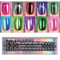 Press on Nails Plauva Cat Eye Short Square 300 unidades para mulheres