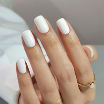 Press on Nails ShangMeng White Soft Gel Square para mulheres Press on Nails ShangMeng White Soft Gel Square para mulheres