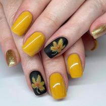 Press on Nails SHUXILIN Yellow Fall Short Square 24 unidades