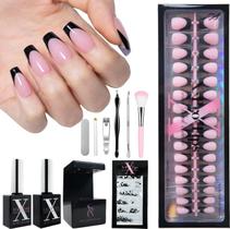 Press On Nails SXC Cosmetics French Tip Black Series