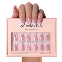 Press on Nails VSALON Short Coffin Pink French Tips x32