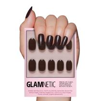Pressione as unhas, casca glamnética, marrom, opaco, curto, redondo Pressione as unhas, casca glamnética, marrom, opaco, curto, redondo