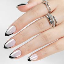 Pressione as unhas Jofay Fashion Almond Soft Gel Black French Tip