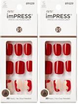Pressione as unhas KISS Impress No Glue Mani 'Adore You' Red