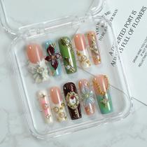 Pressione as unhas OCOUYVD Long Square com pérola e strass Pressione as unhas OCOUYVD Long Square com pérola e strass