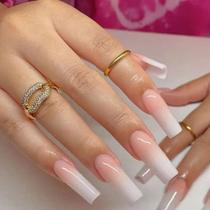 Pressione as unhas RikView Long Press Gradient Nude Pink Glossy