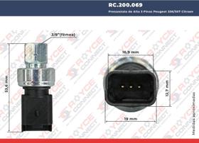 Pressostato de Alta 3 Pinos Peugeo t 206 307 C3 Qualidade BB Pressostato de Alta 3 Pinos Peugeo t 206 307 C3 Qualidade BB