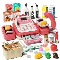 Pretend Play Cash Register STACTCUTE 49PCS com calculadora