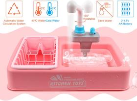 Pretend Play Kitchen Sink Toy Set with Running Water, Elect