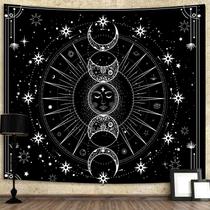 Preto Branco Psicodélico Sol Lua Constelação Tapeçaria 75x100cm Quarto Decoração De Suspensão De