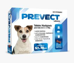 Prevect 5,1 a 15kg - anti pulgas, carrapatos e sarna para cães de 5,1 a 15 kg - Prevect Tabletes Sabor Carne