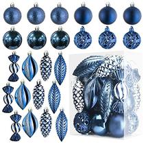 Prextex Enfeites de Árvore de Natal - Midnight Blue Christmas Ball Ornaments Set for Christmas, Holiday, Wreath & Party Decorations (24 pcs - Pequeno, Médio, Grande) Shatterproof