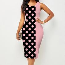 Primavera e verão nova moda feminina sem mangas envolto hip print vestido roupas femininas