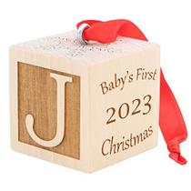 Primeiro enfeite de Natal do bebê, escolha entre 3 tamanhos, bloco de madeira de Natal personalizado, bloco de bebê de madeira gravado a laser (2,5")