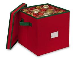 Primode Christmas Ornament Storage Box Organizer, 4 camadas com divisores, cabe até 64 bolas de ornamentos, recipiente de armazenamento de acessórios de decoração de natal, construído de material oxford durável 600D (vermelho)