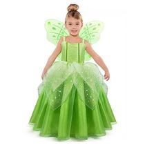 Princesa Tinker Bell Fantasia para Meninas Crianças, Festa de Aniversário Fada Vestir-se, Especial Ocasião Vestido com Asas, Verde
