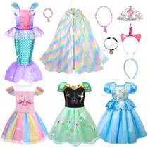 Princess Dress Up Meland para meninas com capa de 3 a 8 anos com acessórios