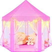Princess Tent KIXINWA rosa para meninas com luzes LED 140x135cm Princess Tent KIXINWA rosa para meninas com luzes LED 140x135cm