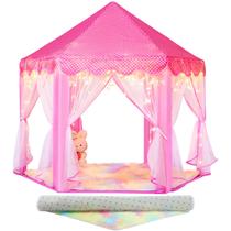 Princess Tent Senodeer com tapete arco-íris e luzes estelares