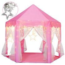 Princess Tent Senodeer para meninas com Big Star Lights rosa 53x53cm
