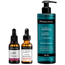 Principia Kit - Sérum Facial Anti-idade + Gel de Limpeza Facial + Sérum Facial Ácido Mandélico