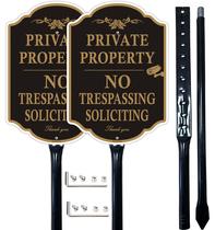 Private Property Signs Dmytop 14x10 polegadas com estacas de 36 cm, pacote com 2