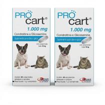 Pro Cart 1000mg Agener União Suplemento Para Cães e Gatos Kit Com 2