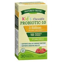 Probiótico Infantil Nature's Truth Kid's Probiotic-10 - Sabor Natural de Frutas Vermelhas - 30 Comprimidos (4 Pacotes)