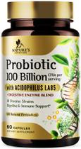 Probiótico Nature's Nutrition 100 bilhões de UFC 10 cepas 60 cápsulas
