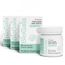 Probióticos Dentários BioGaia Prodentis - Pacote com 3 Pastilhas de Menta