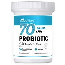 Probióticos NATURE'S BASE 70 bilhões de CFU 10 cepas 30 cápsulas