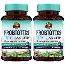 Probióticos Vitalitown 120 bilhões de CFUs 36 cepas veganas 60 cápsulas