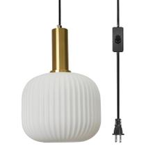 Problema de luz pendente: vidro branco moderno de meados do século