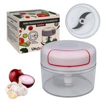 Processador Cortador Mini Triturador De Alho Vinagrete Ervas Multiprocessador Manual de Cordinha 2 Lâminas Inox Picar Pimenta Cebola