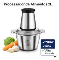 Processador De Alimentos 2l Inox 200w Triturador Elétrico
