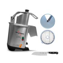 Processador de Alimentos Corte Fatias 14mm e Cubos 20mm PA7 PRO Bivolt Skymsen e Faca Santoku Processador de Alimentos Corte Fatias 14mm e Cubos 20mm PA7 PRO Bivolt Skymsen e Faca Santoku