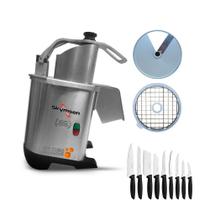 Processador de Alimentos Corte Fatias 14mm e Cubos 20mm PA7 PRO Bivolt Skymsen e Jogo Facas 9 Peças